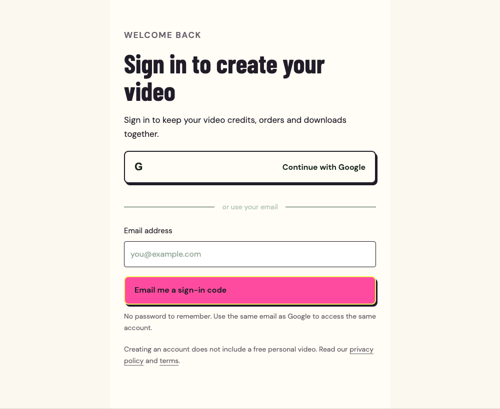 2. Sign in — actual website controls